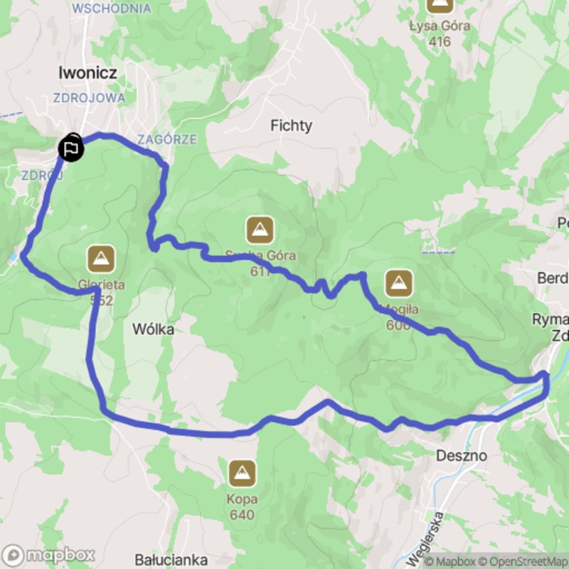 13,5 km Trudna wędrówka z Iwonicza-Zdroju do Romanowa-Zdroju - Iwonicz-Zdrój