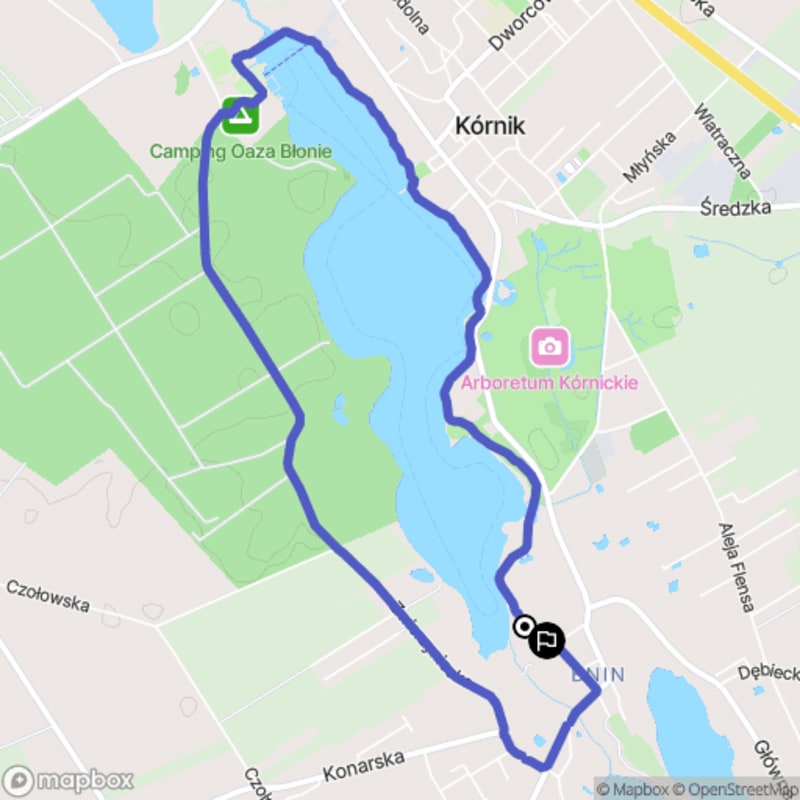 Łatwa pętla nad Jeziorem Kórnickim o długości 6,9 km - Kórnik