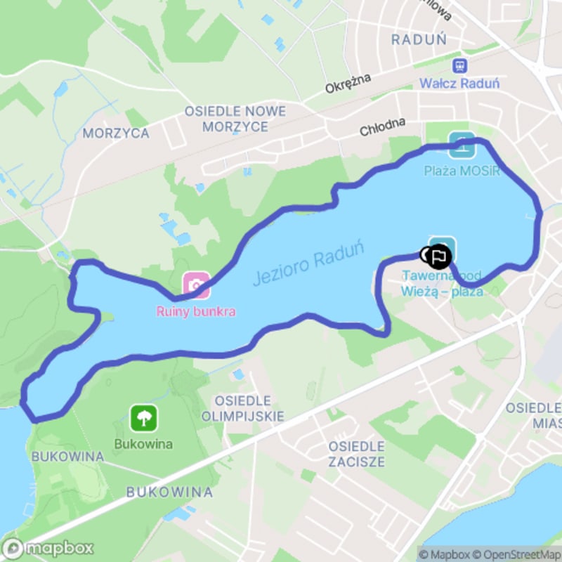 Łatwa pętla Wałcz 6,2 km - jezioro Raduń i okolice - Wałcz