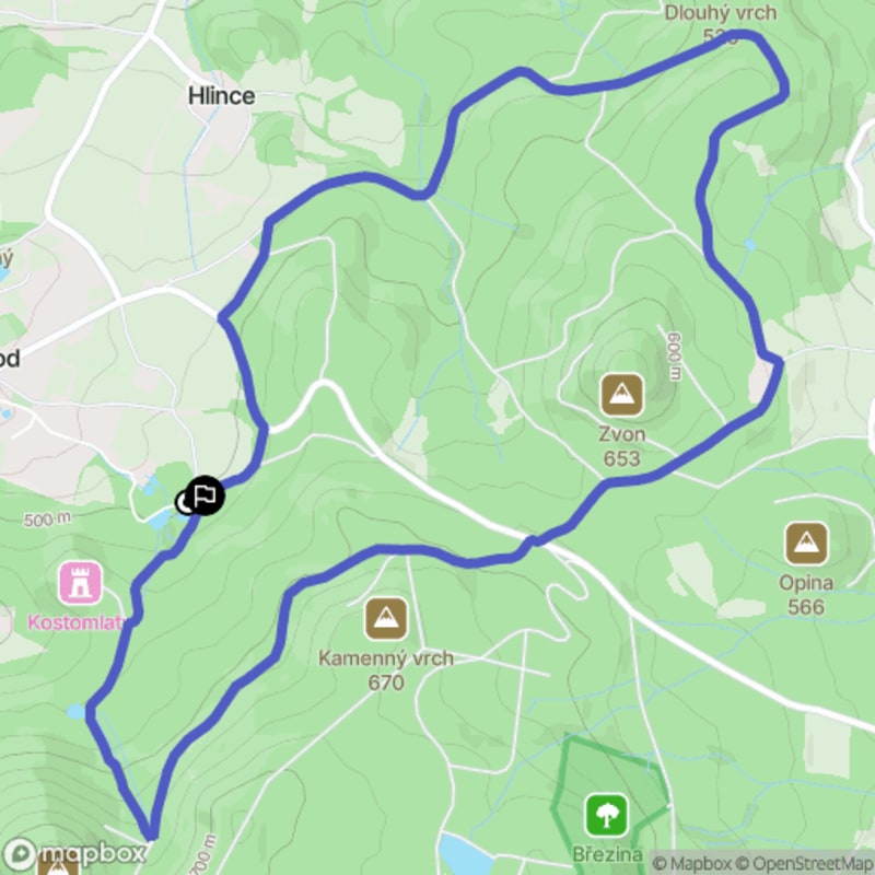 Średnio trudna, 8,2 km dystansowa wędrówka turystyczna rozpoczynająca się w Kostomlatach pod Milešovką. - Kostomlaty pod Milešovkou