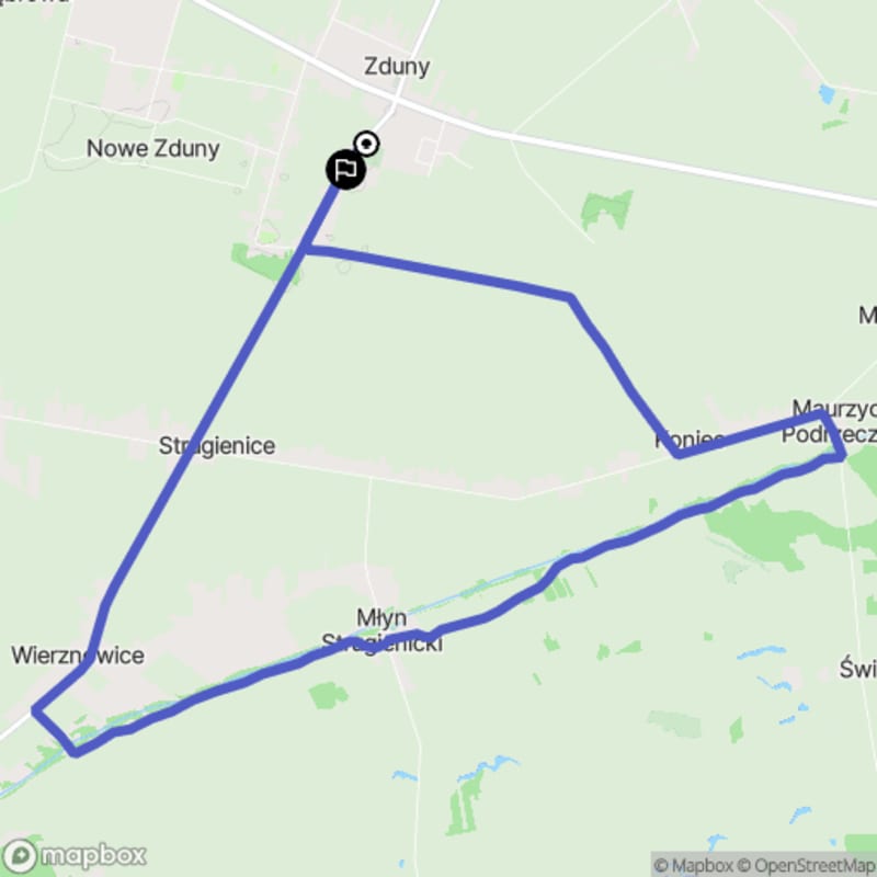 Ścieżka wzdłuż rzeki w Zdunach o długości 13,2 km z poziomem trudności średniej. - Zduny