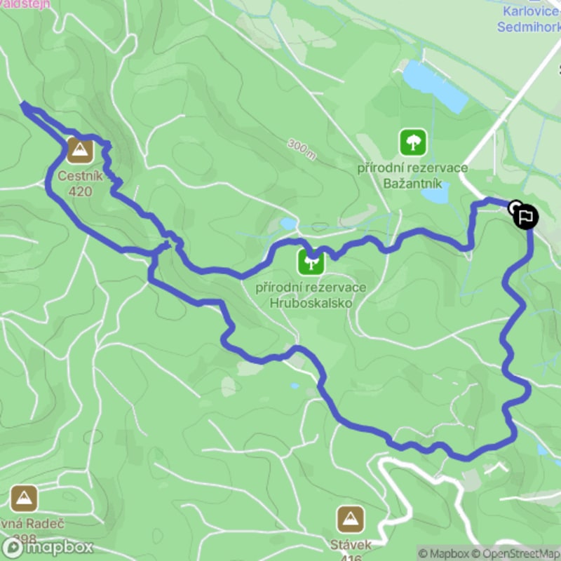 Umiarkowana trasa piesza 7,1 km - Lehrpfad Hruboskalsko, Karlovice - Karlovice