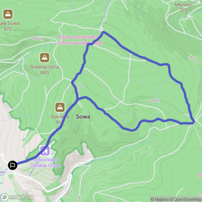 Umiarkowana wędrówka do Wielkiej Sowy - 8,3 km, 3h15m - Rzeczka