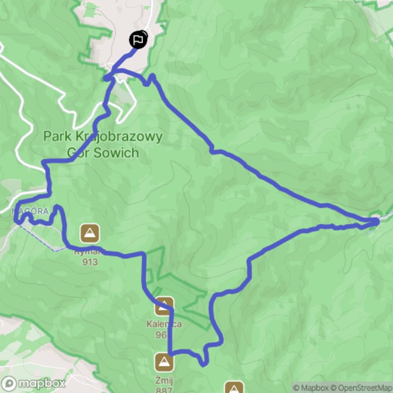 Trudna trasa o długości 15,8 km: Kamionki do Kamionek z głównymi szczytami - Pieszyce