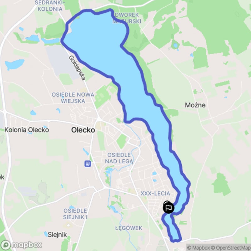 Ścieżka wzdłuż lasów - spacer po Olecku o długości 12,2 km i poziomie trudności średniej. - Olecko
