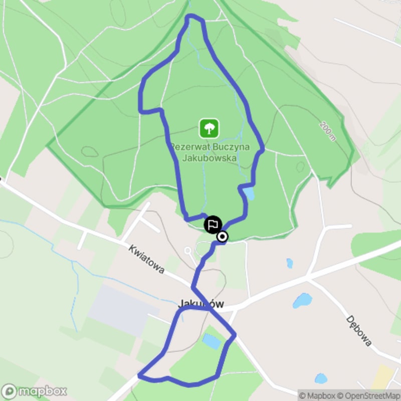 Łatwy szlak o długości 2,4 km w Jakubowie: Ruiny Pałacu i Sanktuarium św. Jakuba - Jakubów