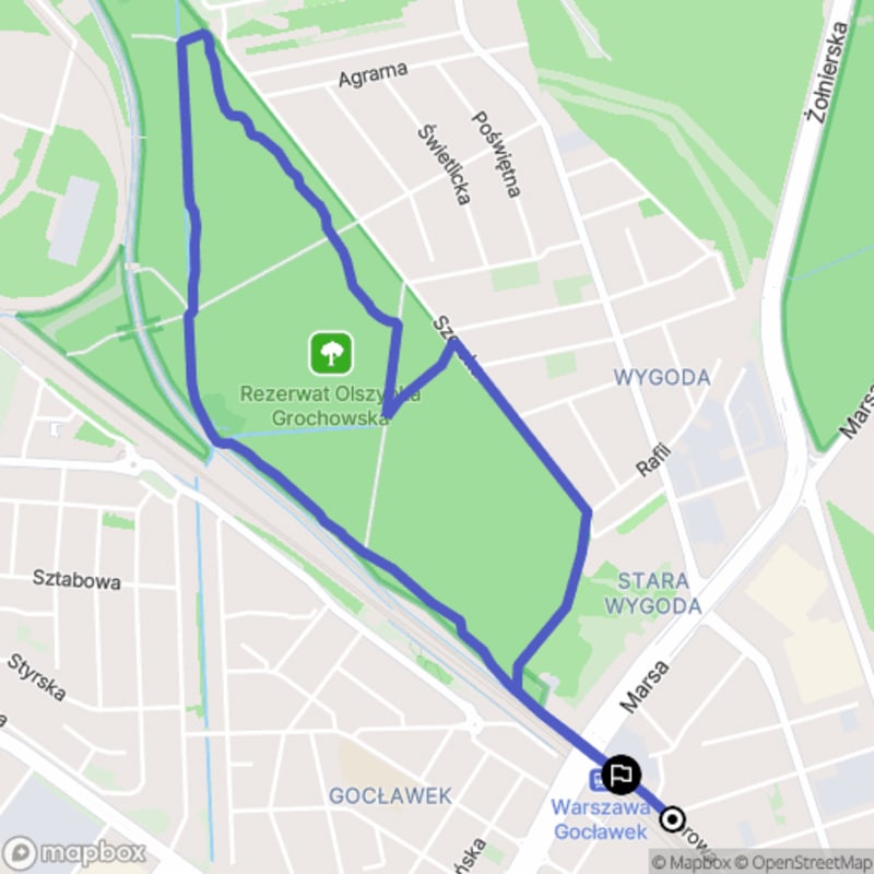 Trudna 4,3-kilometrowa wędrówka wokół Olszynki Grochowskiej - Warszawa