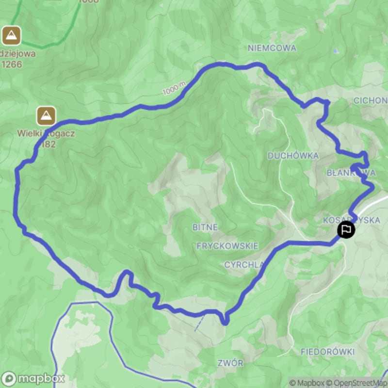 Pętla Kosarzyska - wymagająca trasa o długości 14,7 km - Piwniczna-Zdrój