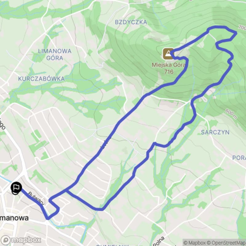 Trudna 6,8-kilometrowa wędrówka po Lasach Limanowskich - szczyty Miejska Góra i Łysa Góra - Limanowa