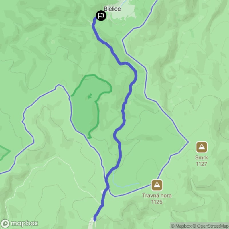 Trudna 14,7-kilometrowa wędrówka z Bielic do Chaty Paprsek - Bielice