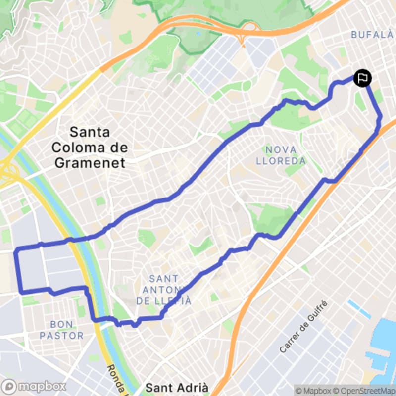 Randonnée à Badalona au départ du Districte 3, Parroquia de Sant Francesc d'Assís - Badalona