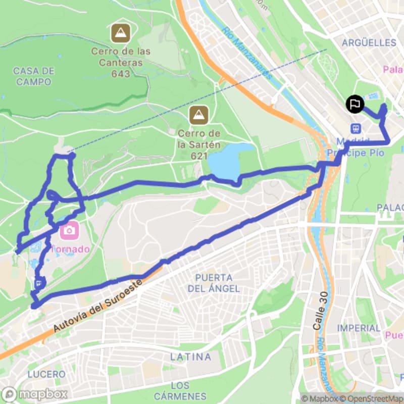 Randonnée à Madrid : Parcours au départ du Mirador del Templo de Debod - Madrid