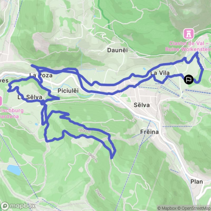 Randonnée à Sëlva au départ de Ciampac, Streda Dantercëpies - Selva di Val Gardena