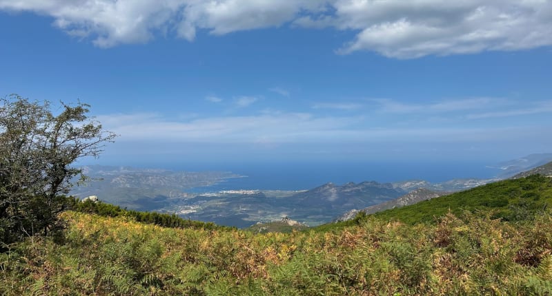 Défilé du Lancone départ Col San Stefano, vue sur St Florent - Olmeta-di-Tuda