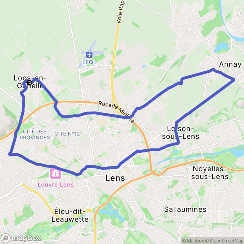 21 km en gravel passant dans Lens - Loos-en-Gohelle