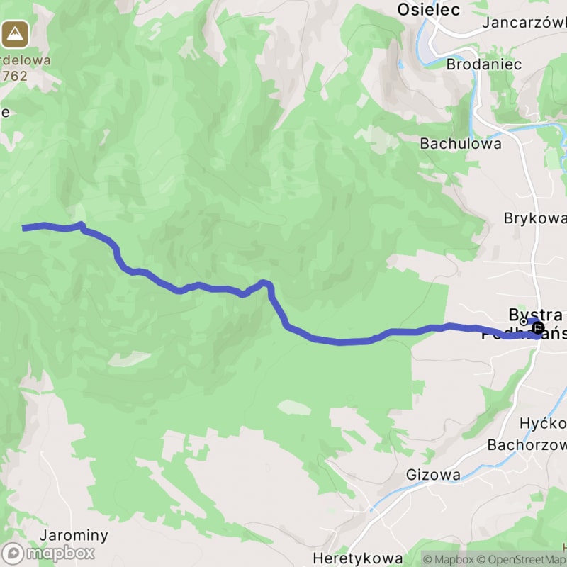 Ścieżka wzdłuż potoku Bystry - 10,3 km, poziom trudności średni, zaczynająca się w Bystrej Podhalańskiej - Bystra Podhalańska