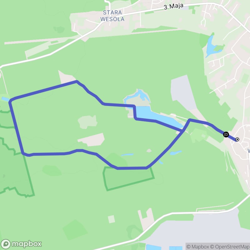 Łatwa, 7,5km dystansowa przechadzka turystyczna z miejsca początkowego Mysłowice - Mysłowice