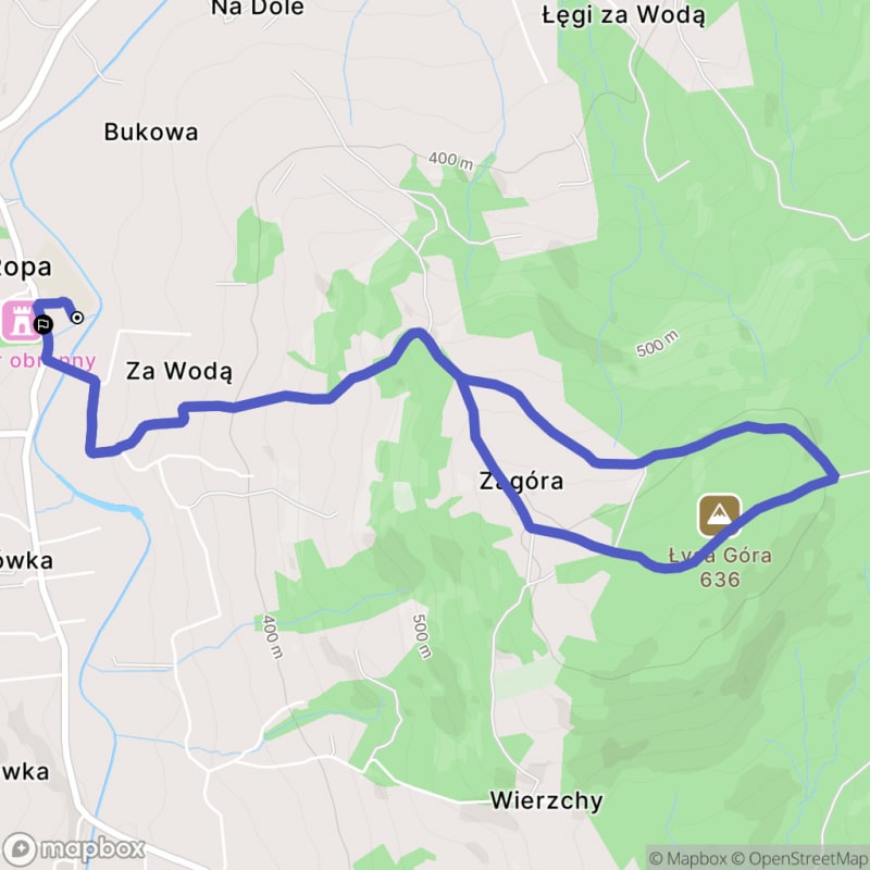 Ścieżka wzdłuż rzeki Ropa - 7,1 km, poziom trudności średni, Ropa jako punkt wyjścia. - Ropa