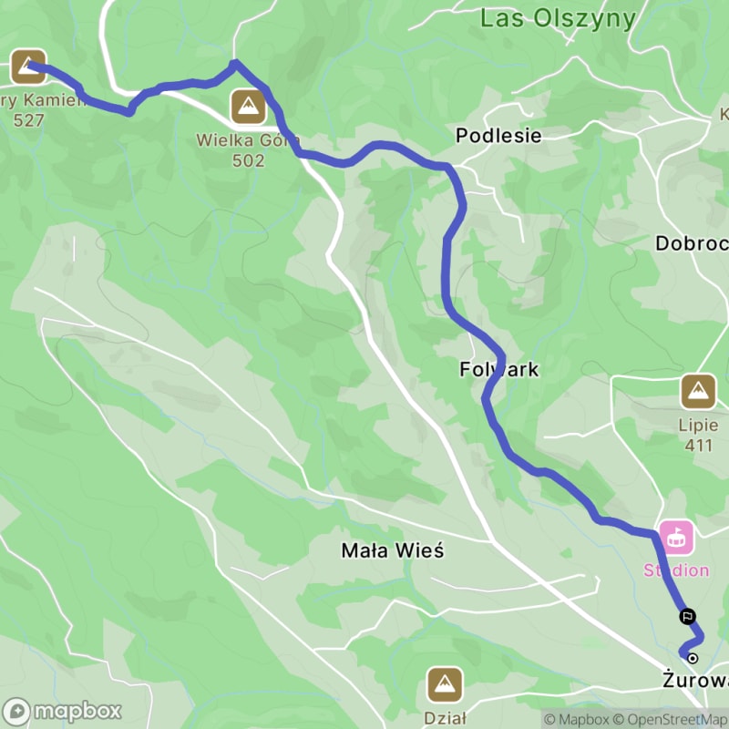 Ścieżka wzdłuż rzeki z poziomem trudności średnim - 9,0 km, Żurowa - Żurowa