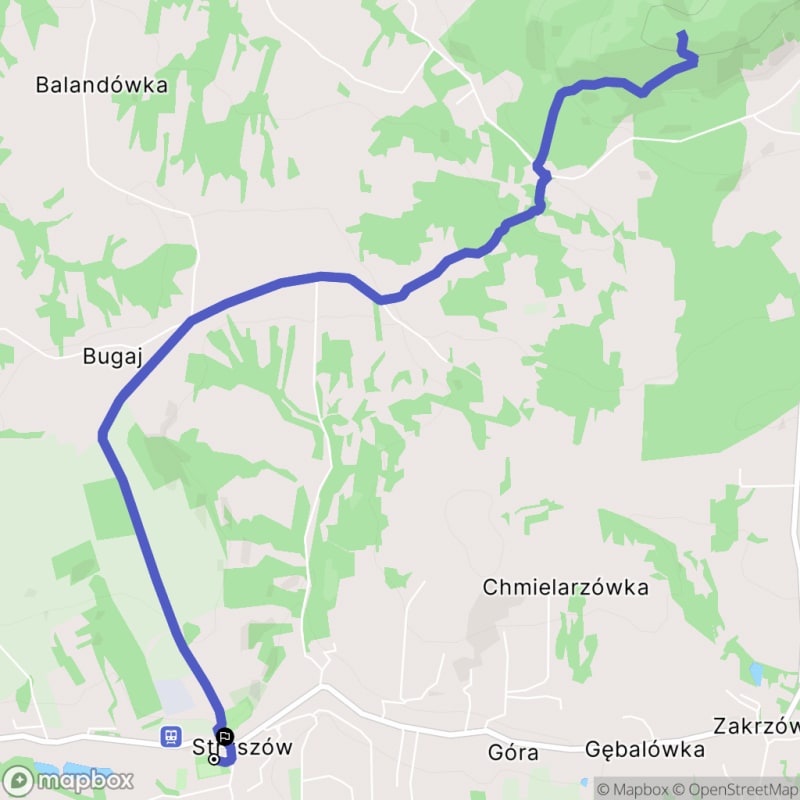 Ścieżka w Strzykowie o długości 10,6 km z poziomymi różnicami wysokości i pochyłościami - średnia trudność - Stryszów