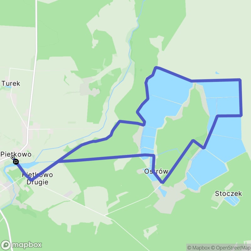 Ścieżka wzdłuż rzeki z poziomem trudności średnim - 11,1 km, Pietkowo start - Pietkowo