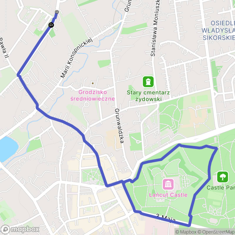 Łatwa pieszałka w Łątcu o długości 3,5 km o poziomie trudności łatwym. - Łańcut