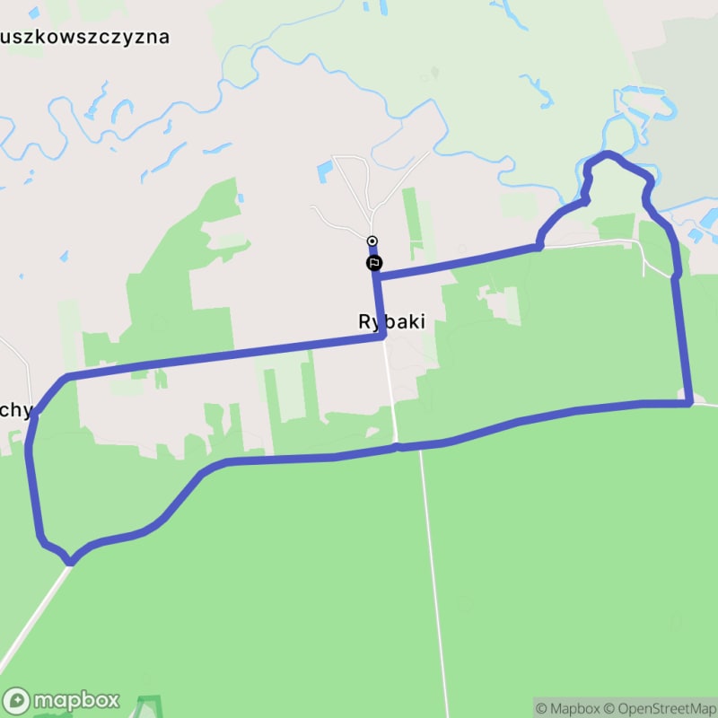Łatwa, 7.2 km dystansowa przechadzka z miejsca wyjazdu Rybaki.\n - Rybaki
