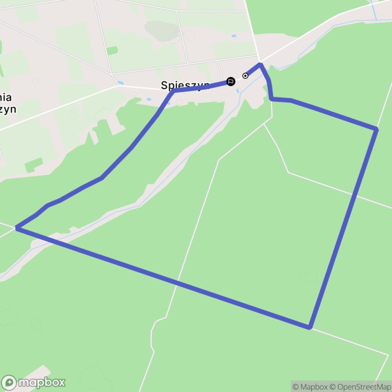 Łatwa, 6,9km szlak od Spieszyna (Polska) \n
Tytuł po polsku: Łatwa, 6,9km szlak od Spieszyna (Polska) - Spieszyn