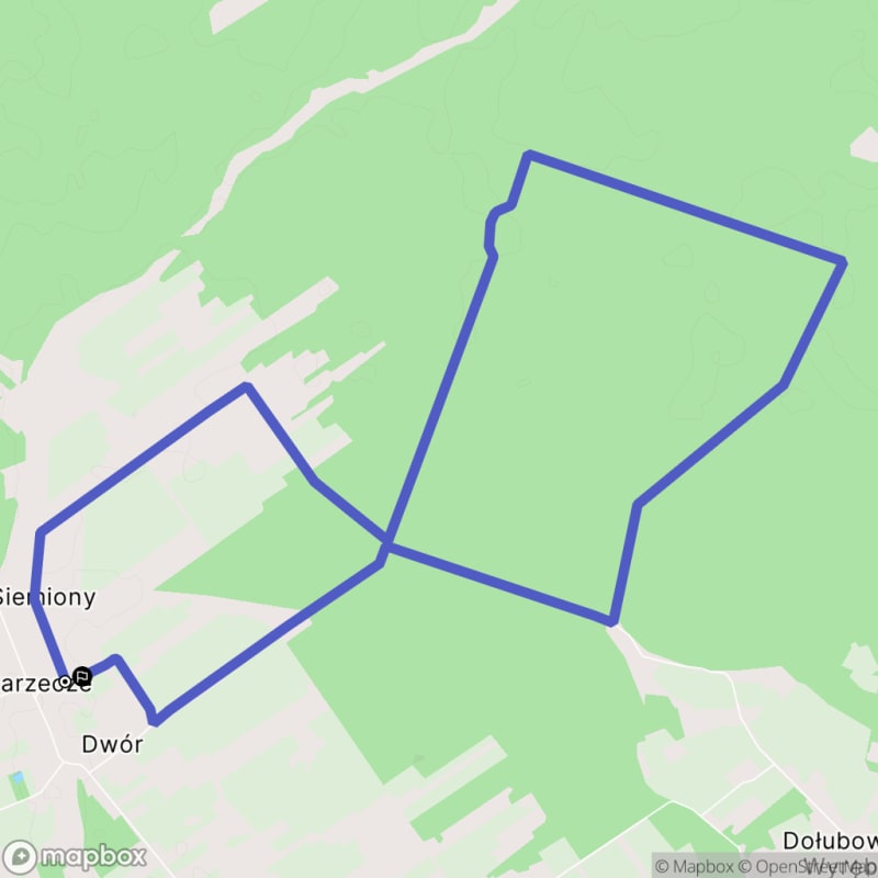Średni poziom trudności, 11,8 km dystansowy spacer rozpoczynający się w Siemiony. Tytuł: Spacer pośrednio trudny o długości 11,8 km rozpoczynający się w Siemiony. - Siemiony
