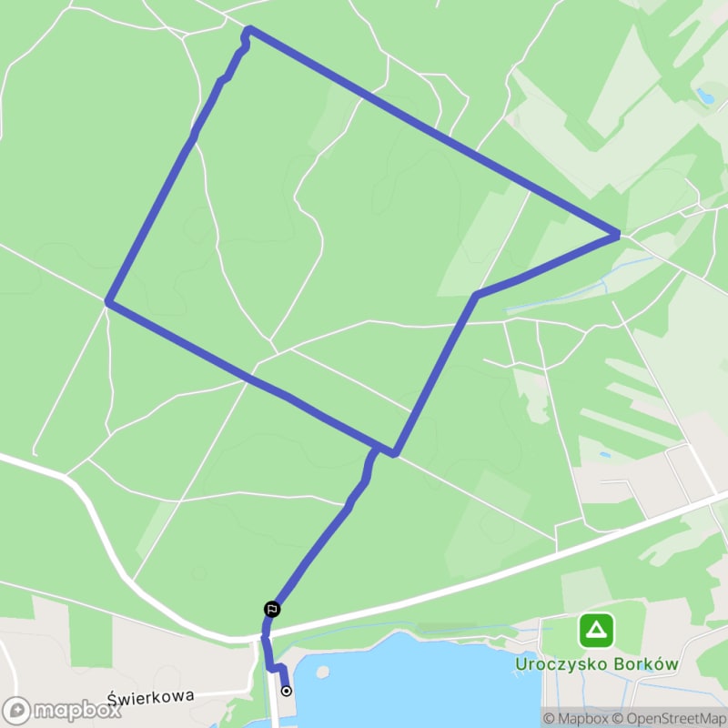 Łatwa, 5km trasa turystyczna od Borkowa \n
Tytuł po polsku: Łatwa, 5km trasa turystyczna od Borkowa - Borków