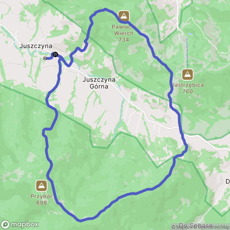 Przeciwko górze - trudna wspinaczka z Juszczyny na dystans 11,1 km - Juszczyna