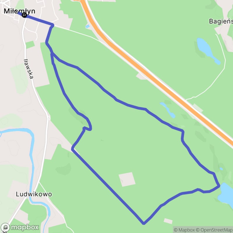 Ścieżka wzdłuż rzeki z poziomem trudności średnim - 8,7 km, Miłomłyn - Miłomłyn
