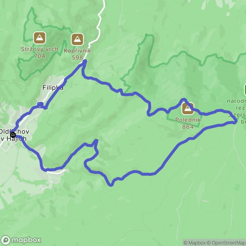 14,5 km trudna trasa wędrówki z Oldřichov v Hájích - Oldřichov v Hájích