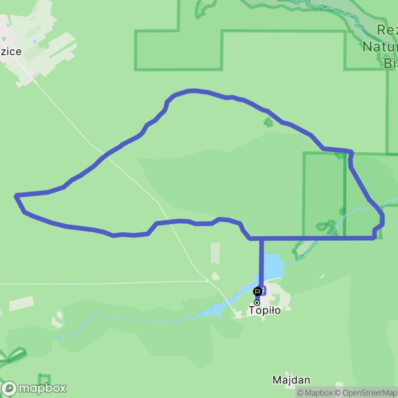Ścieżka wzdłuż rzeki z poziomem trudności średnim - 12,8 km, Topiło jako punkt wyjścia. - Topiło