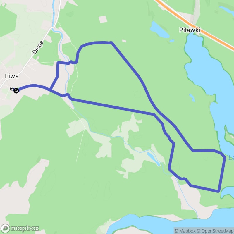 Ścieżka wzdłuż rzeki Liwy o dystansie 15,1 km i poziomie trudności średnio-wysokim. - Liwa