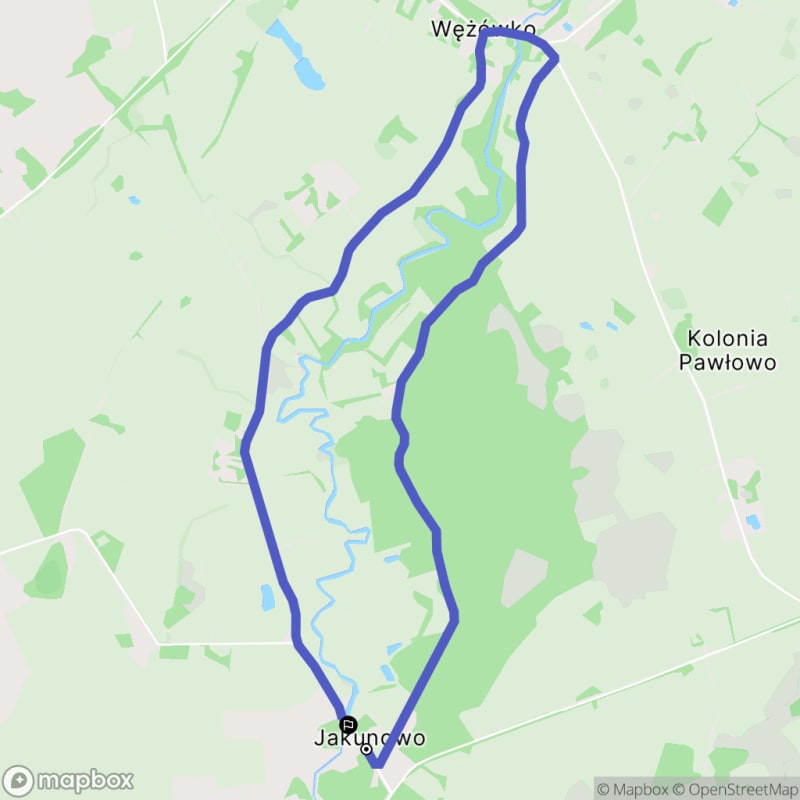 Łatwa, 6.6 km dystansowa przechódka z miejsca początkowego Jakunowo - Jakunowo