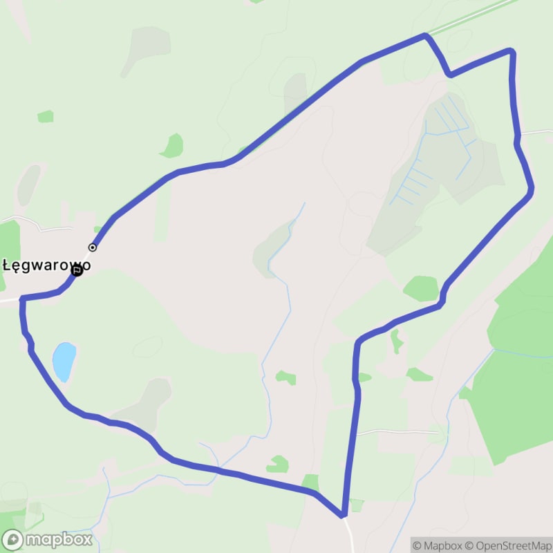 Łatwa, 6.1 km dystans rajdu z Łęgwarowa - opis i mapa szlaku.\n - Łęgwarowo