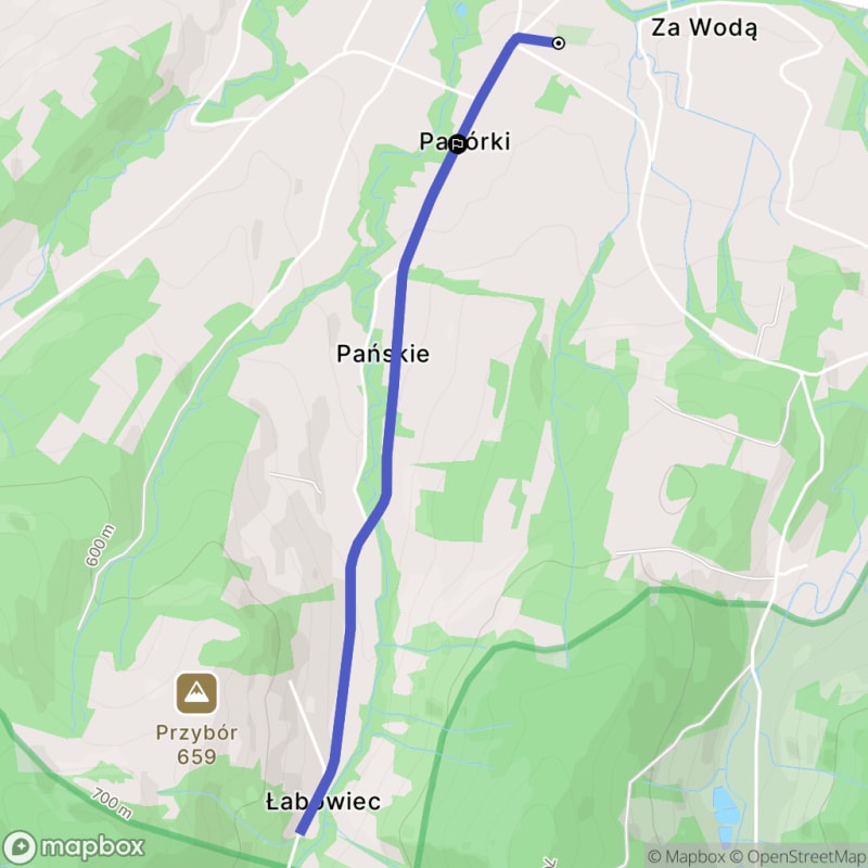 Łatwa trasa turystyczna z Łabowy na dystansie 4,4 km o poziomie trudności łatwym.\n - Łabowa