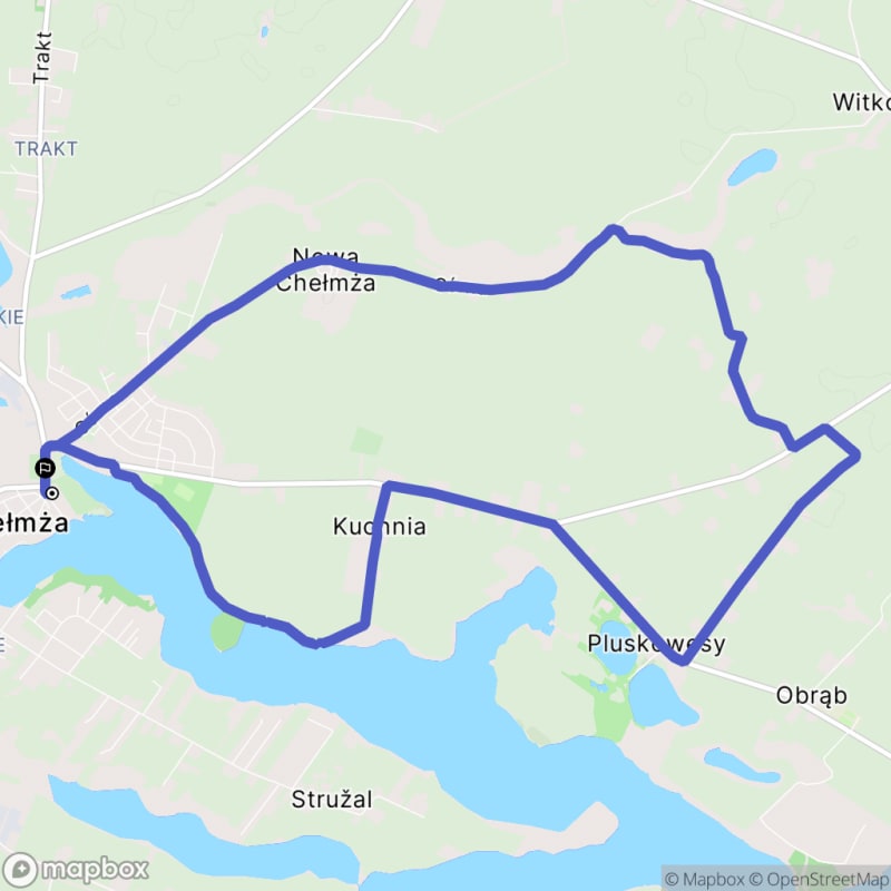 Ścieżka wzdłuż rzeki Wkry - 12,8 km trasy, poziom trudności średni, zaczynająca się w Chełmży. - Chełmża