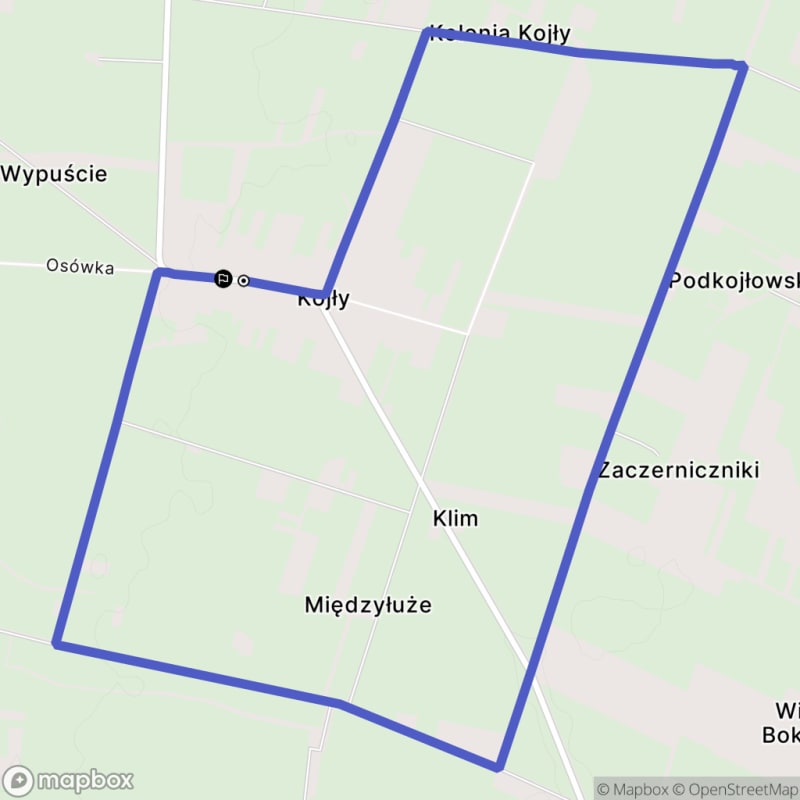 Ścieżka w Kojylach o długości 8,5 km z poziomymi różnicami terenu i umiarkowaną trudnością (średnia) - Kojły