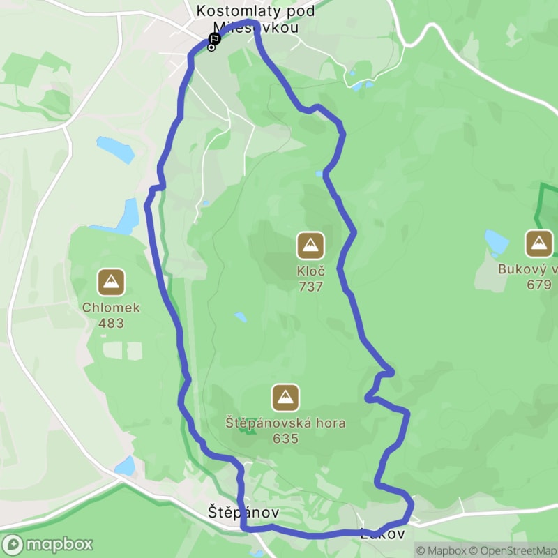 Ścieżka wzdłuż rzeki - spacer przez Kostomlaty pod Milesovką o dystansie 10 km i poziomie trudności średniej - Kostomlaty pod Milesovkou