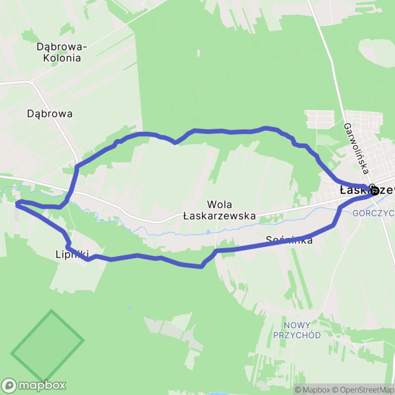 Ścieżka wzdłuż rzeki z poziomem trudności średnim - 12,5 km, Łaskarzew jako punkt wyjścia. - Łaskarzew
