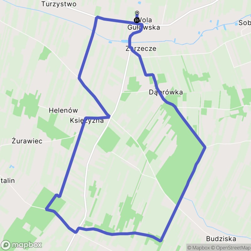 Ścieżka wzdłuż rzeki z poziomem trudności średnim, rozpoczynająca się w Woli Gułowskiej (11.4 km) - Wola Gułowska