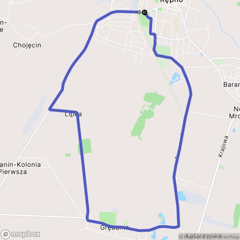 Ścieżka wzdłuż rzeki w Kępnie o długości 10,5 km z poziomem trudności umiarkowanym. - Kępno