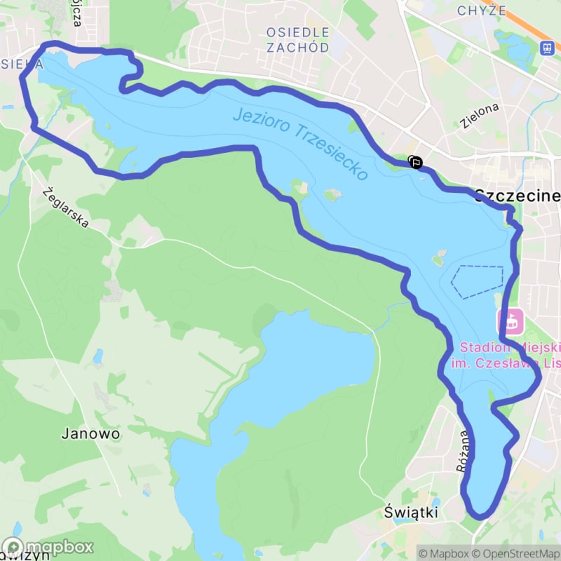 Umiarkowana 14 km pętla Szczecinek - pętla jezioro Trzesiecko - Szczecinek