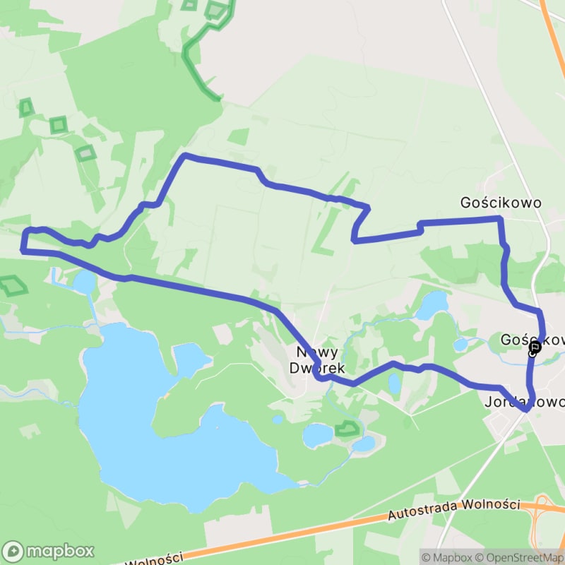 Ścieżka średnio trudna, 13,7 km długa, zaczynająca się w Gościkowie - Gościkowo