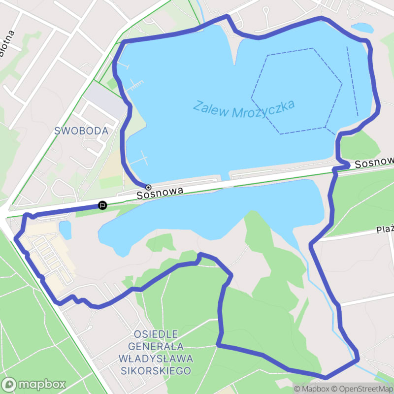 Łatwa pieszałka w Głownie o długości 3,8 km - tytuł po polsku - Głowno