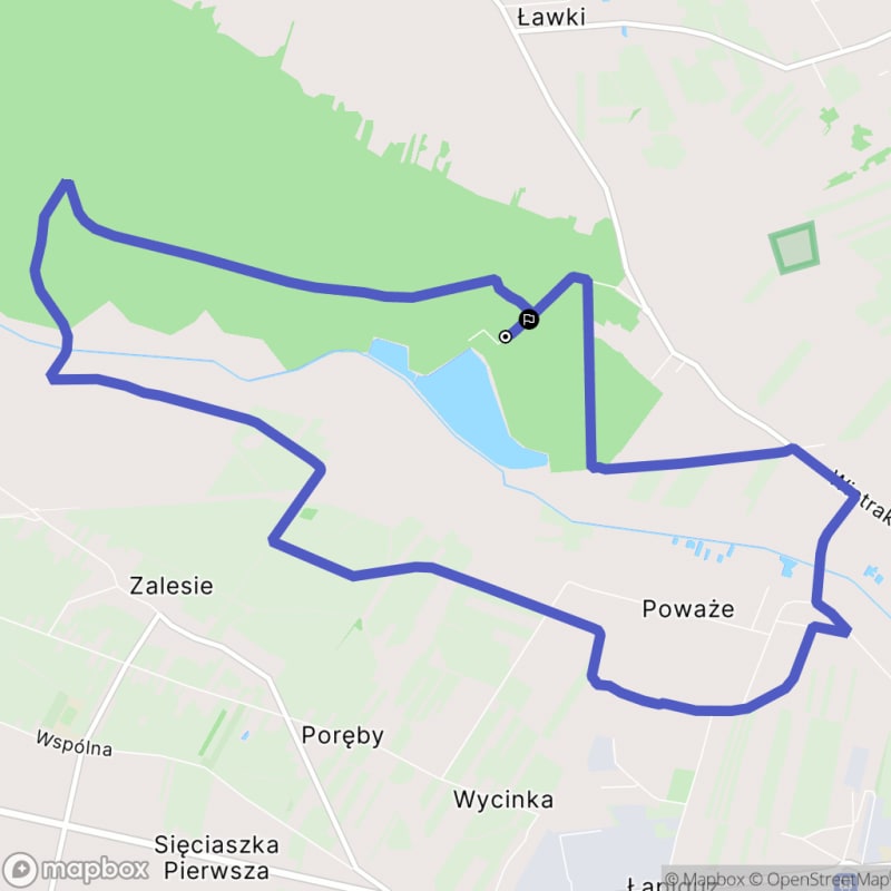 Ścieżka wzdłuż rzeki w Łukowie o długości 13,1 km z poziomem trudności umiarkowanym. - Łuków