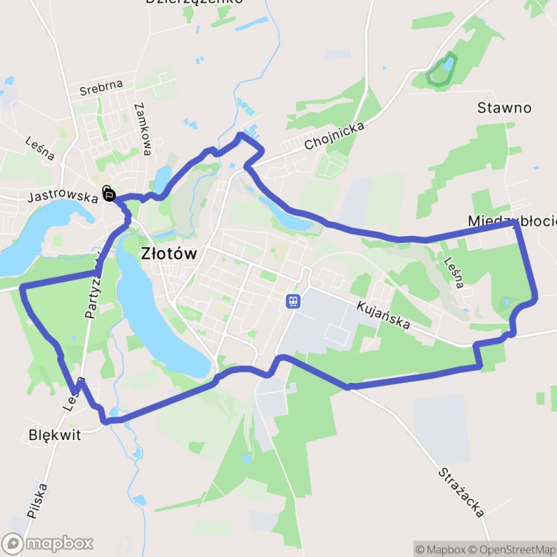 Umiarkowany dystans 14,7 km wokół Złotowa - Szlak NIEBIESKI - Złotów