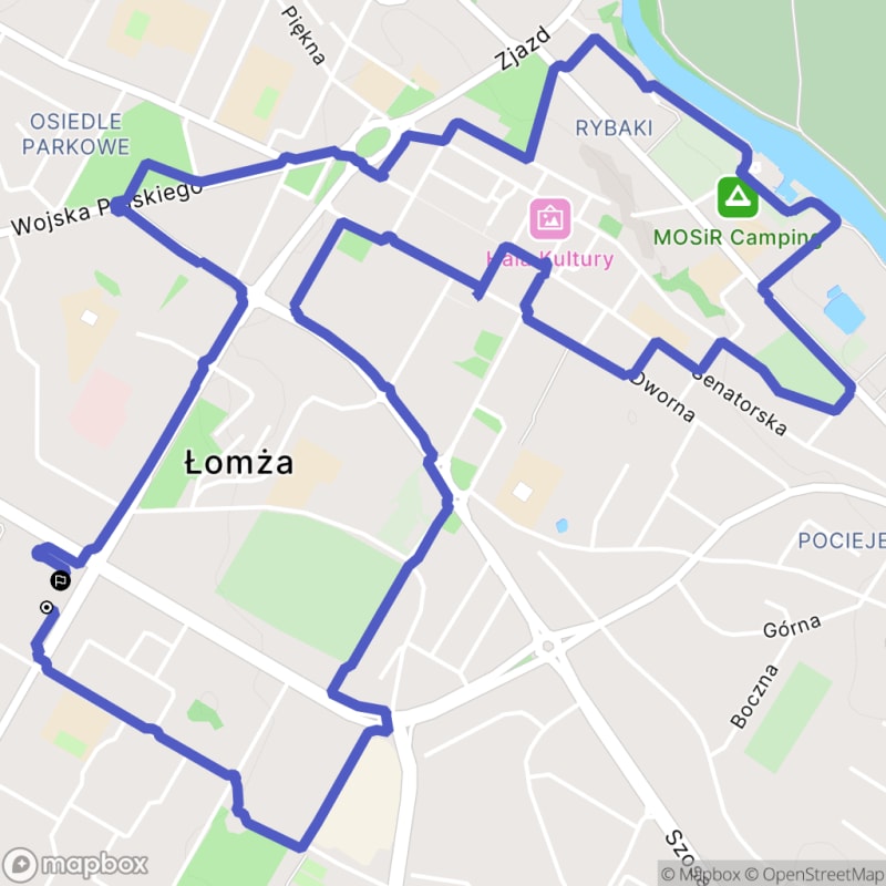 Łatwa trasa o długości 7,6 km w Łomża, Polska - Łomża